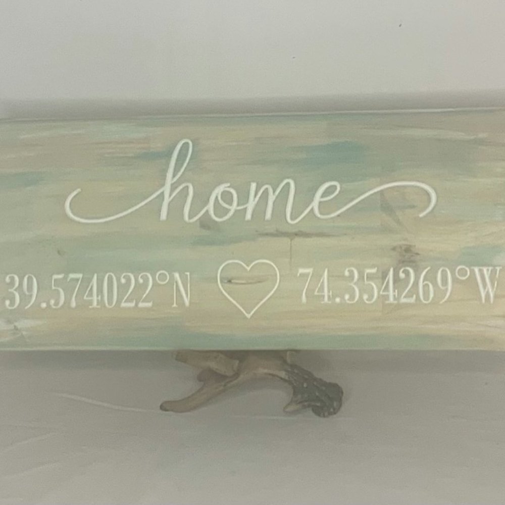 custom made Home Coordinates wooden sign